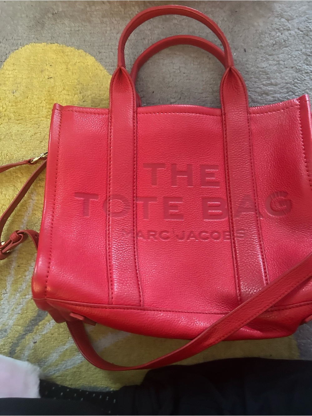 Marc Jacobs Red Pebbled Leather The Tote Bag